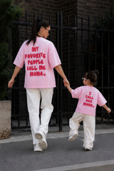 Tricou pentru copii cu inscripția "O numesc mama" / Roz liză