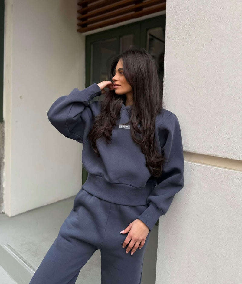 Set pentru femei matlasat Relaxed Fit Dark Graphite