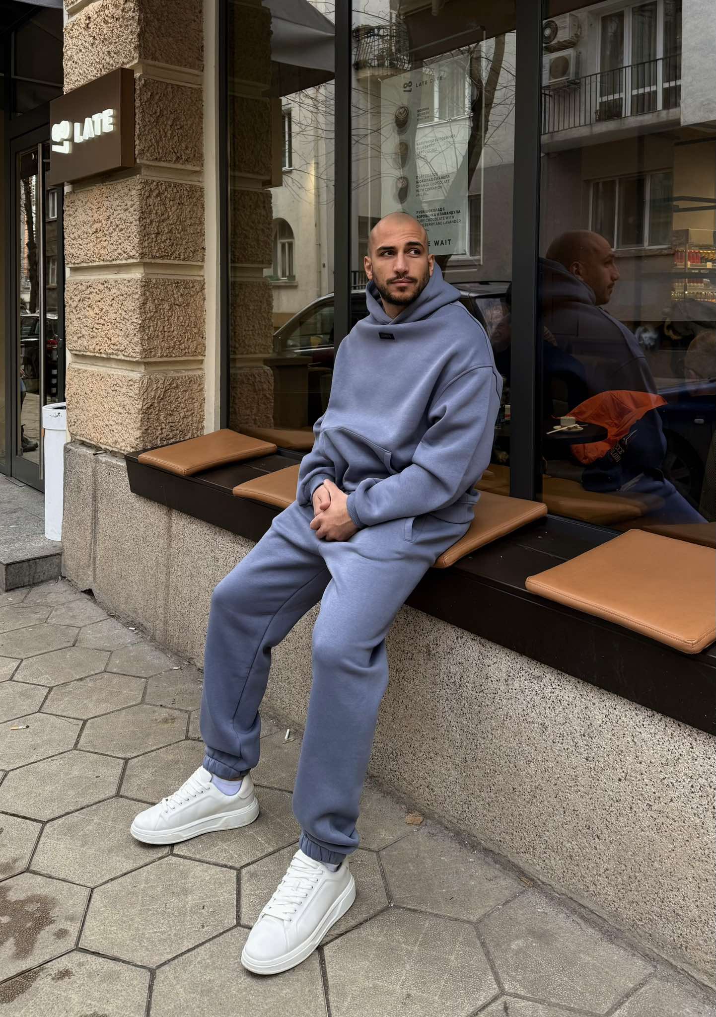 Set bărbați gros croi Relaxed Fit / Gri cenusiu
