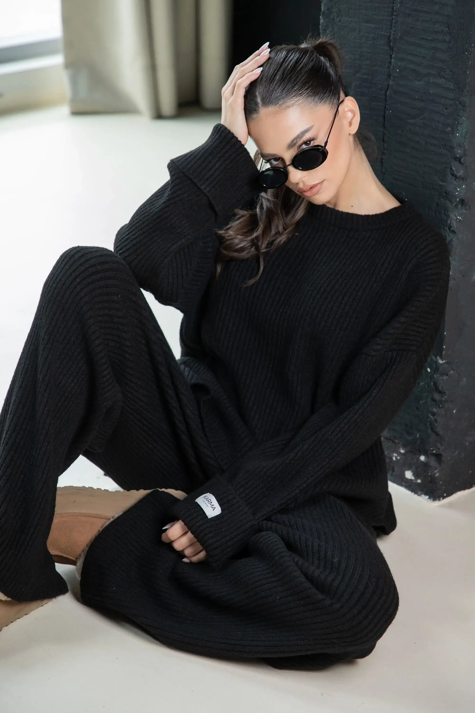 Knitted Signature set / Super Black