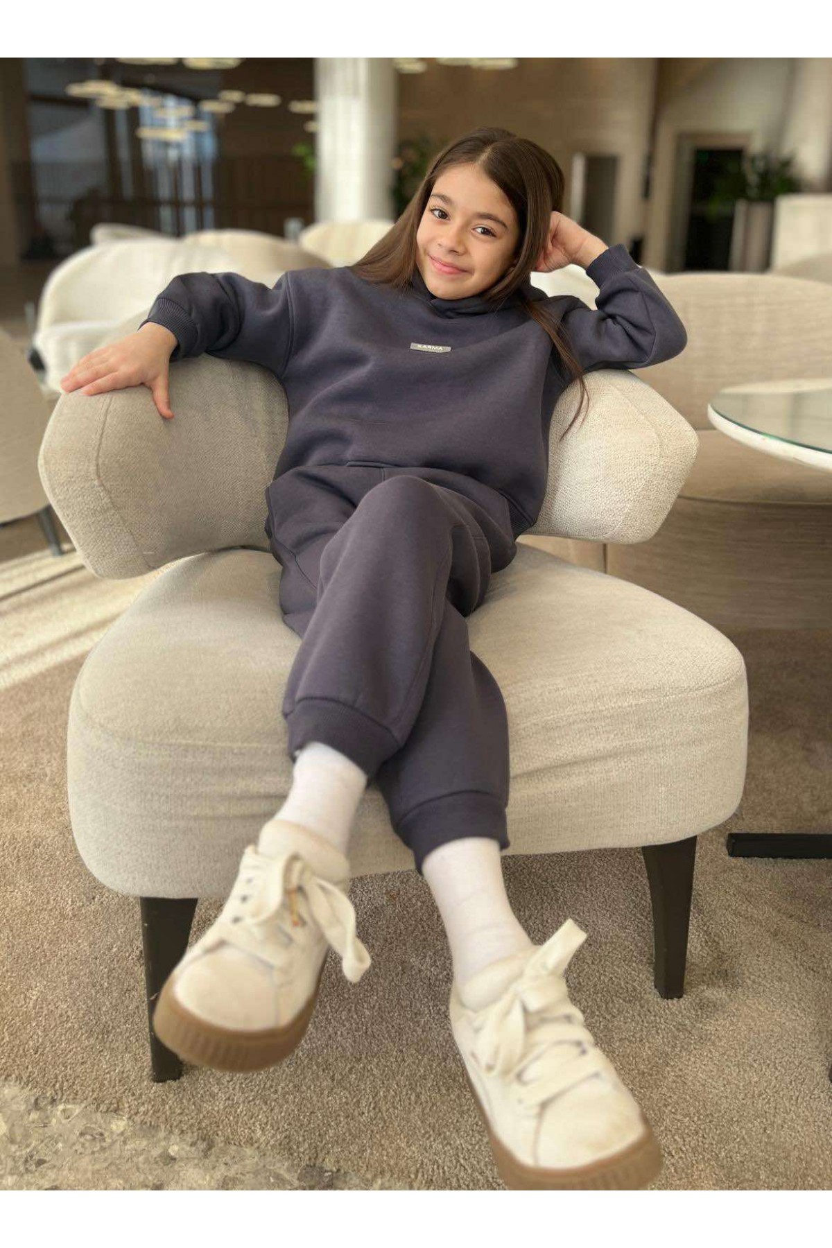 Детски ватиран сет Relaxed Fit / Dark Graphite