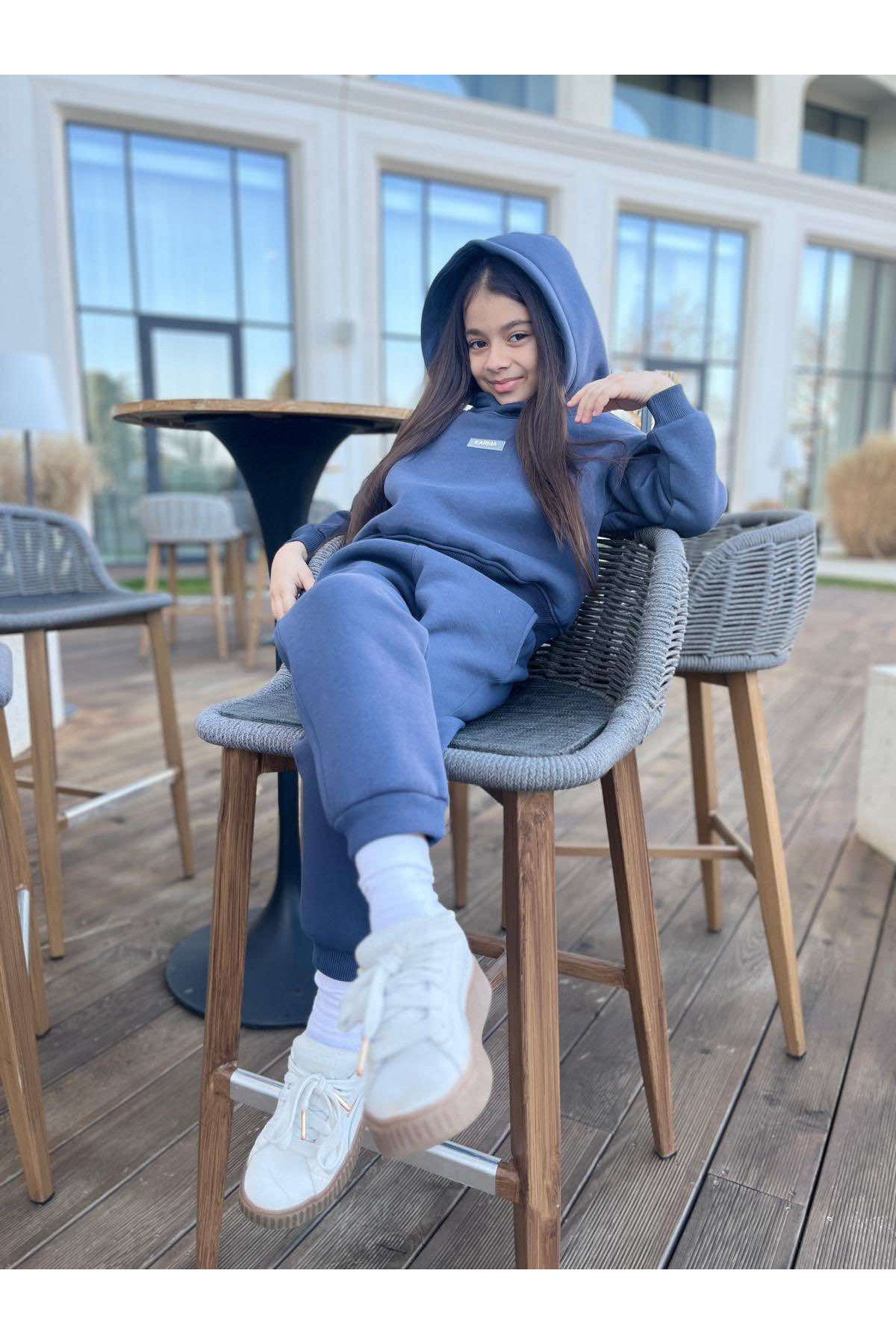 Детски ватиран сет Relaxed Fit / Dark Graphite