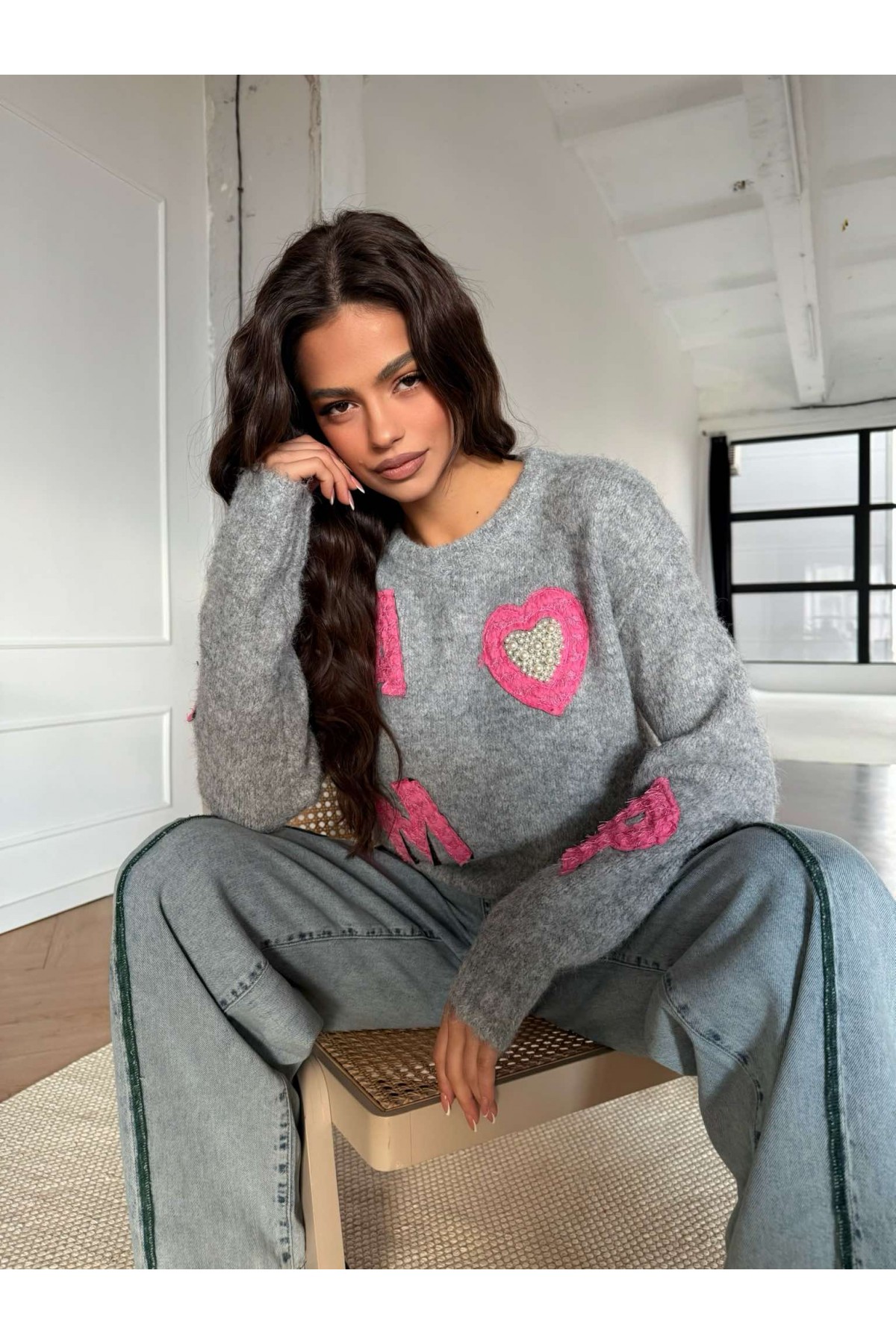 Пуловер Blessed / Light grey Пуловер Blessed / Light grey