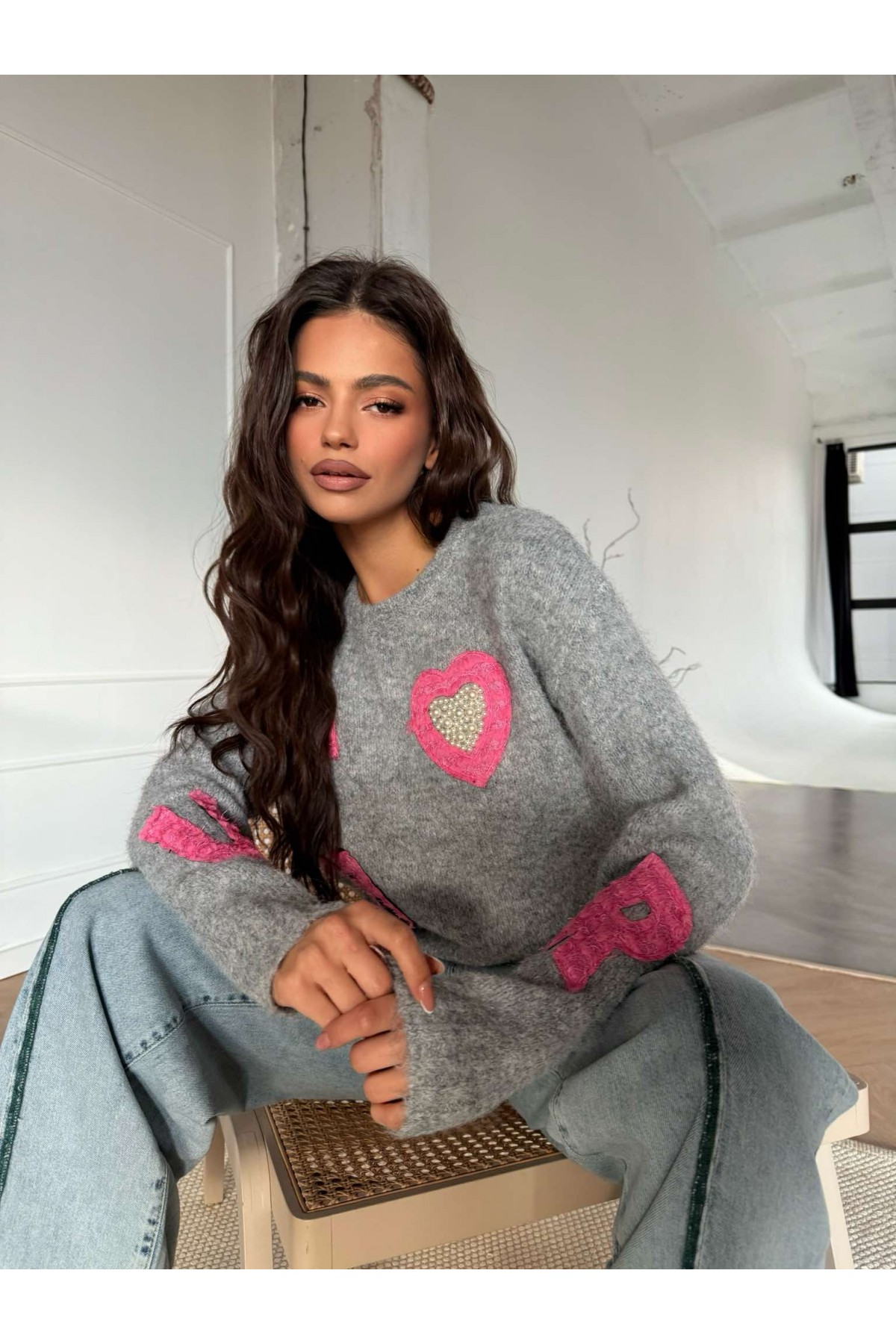 Пуловер Blessed / Light grey Пуловер Blessed / Light grey