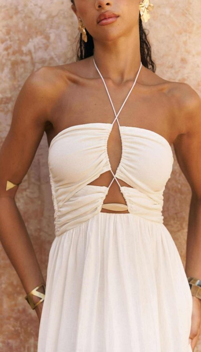 Ексклузивна рокля With Love / Ecru Ексклузивна рокля With Love / Ecru