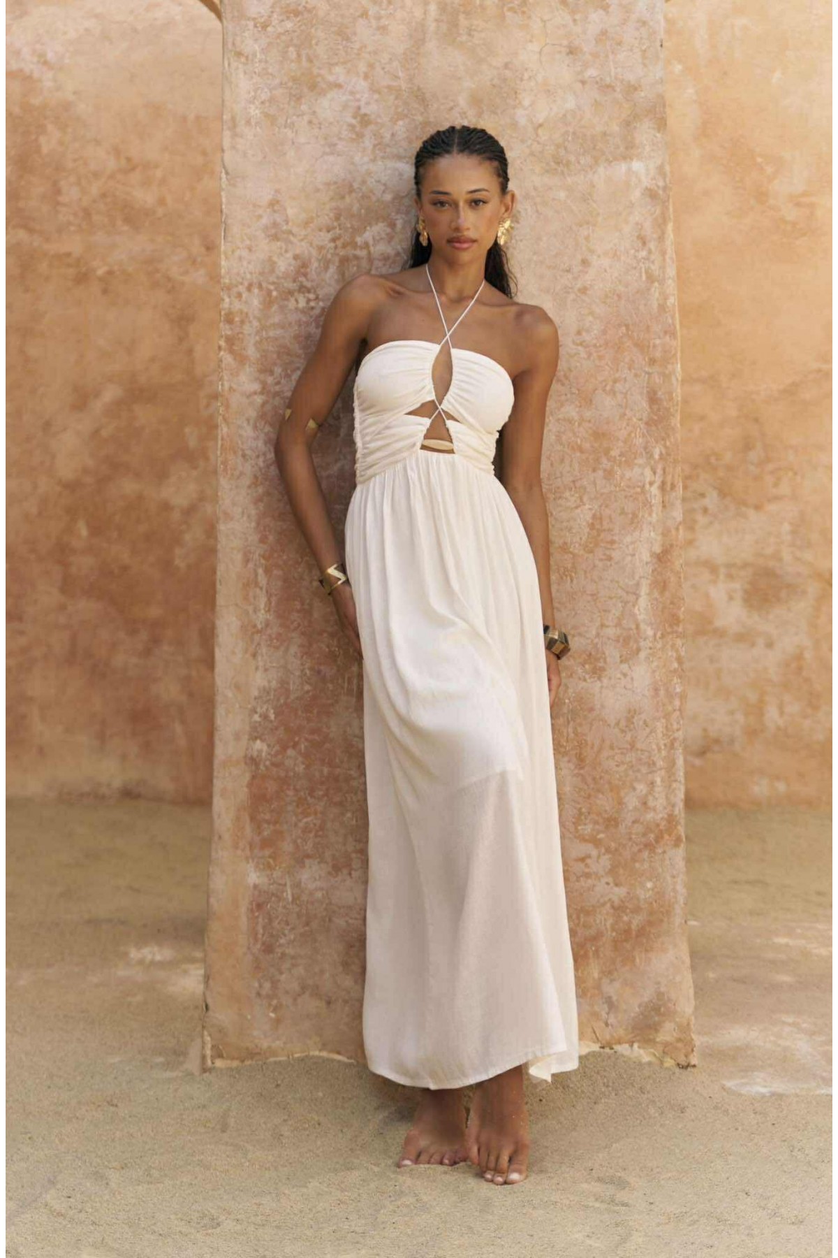 Ексклузивна рокля With Love / Ecru Ексклузивна рокля With Love / Ecru