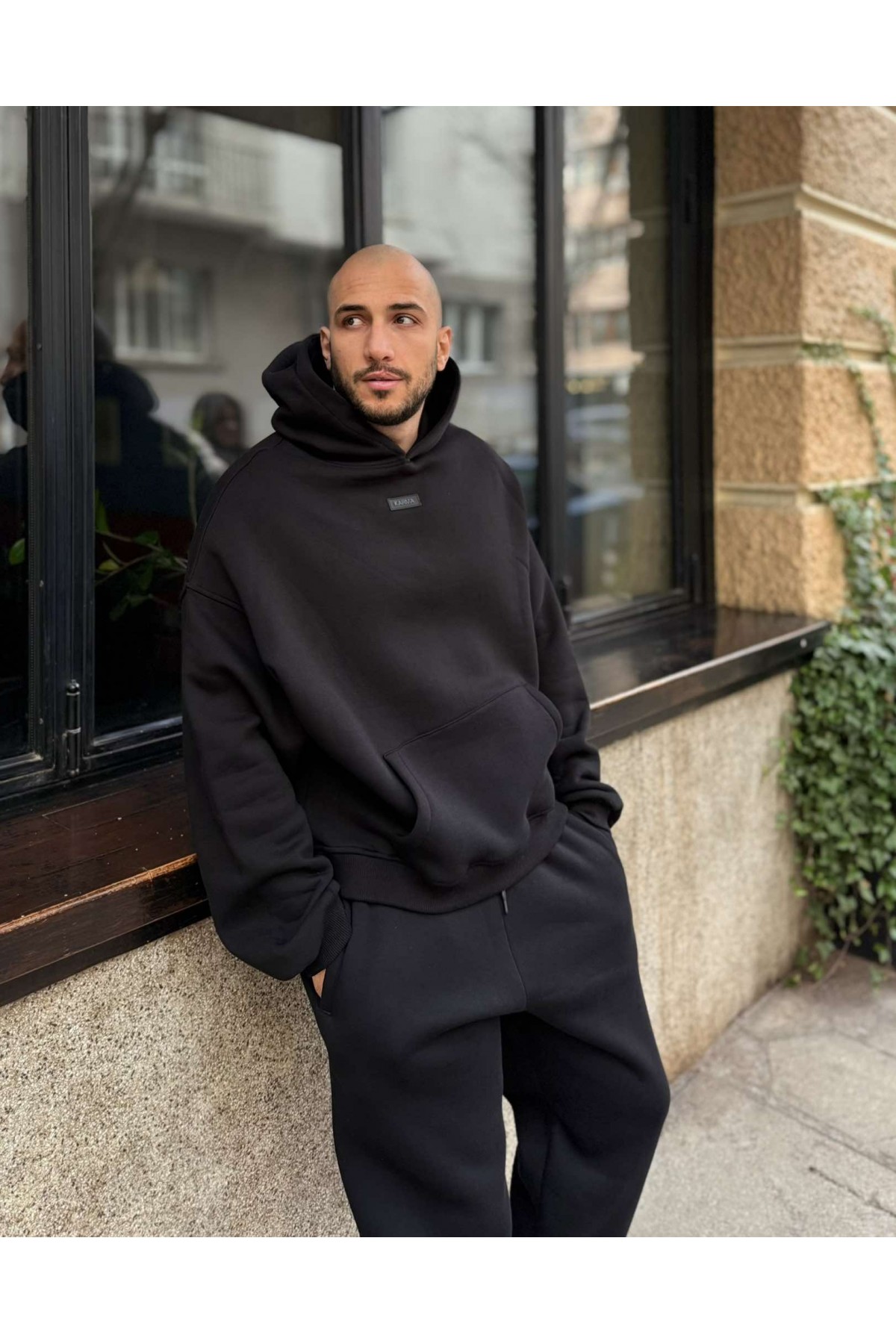 Мъжки ватиран сет Relaxed Fit / Black