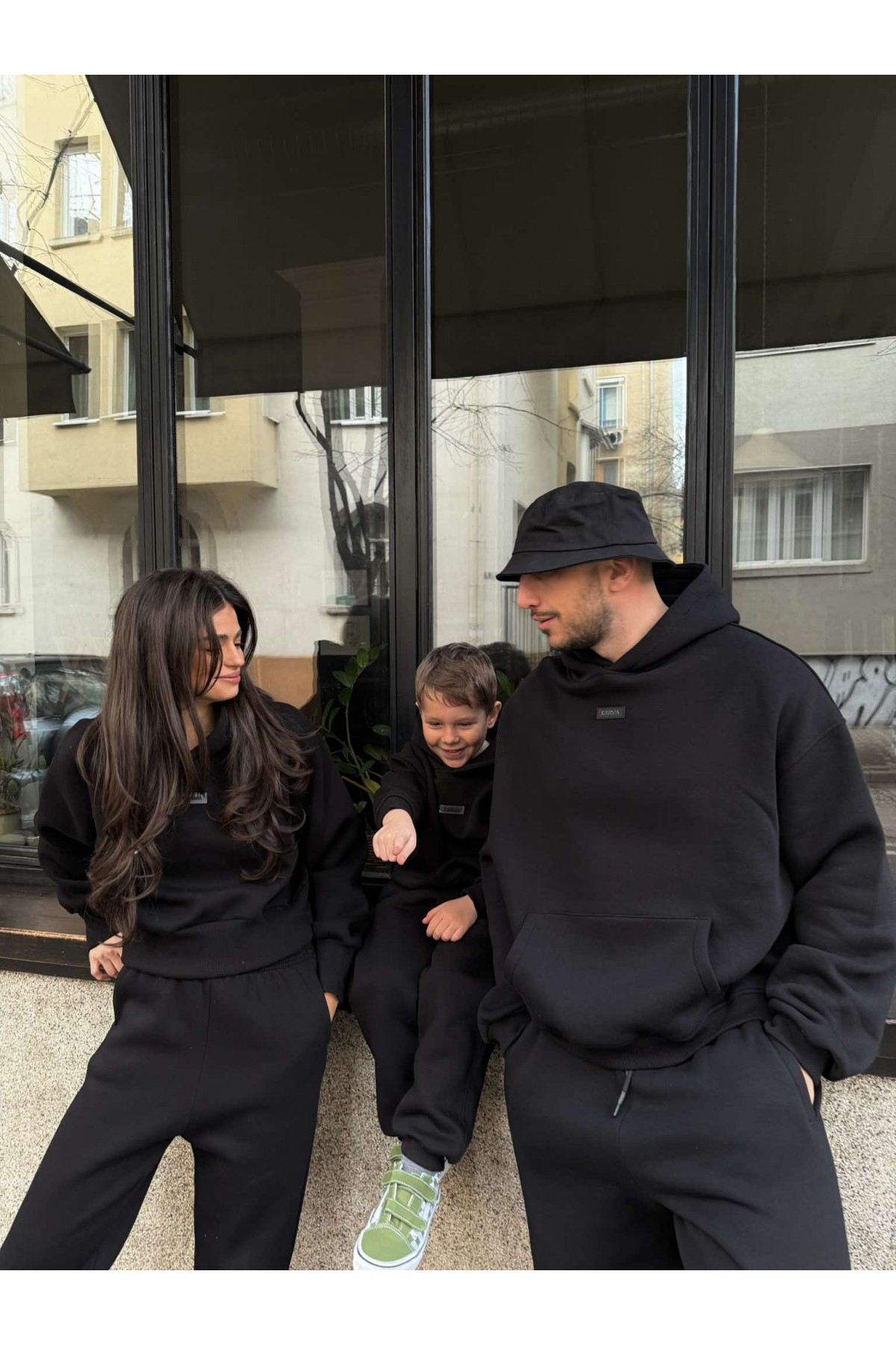 Мъжки ватиран сет Relaxed Fit / Black