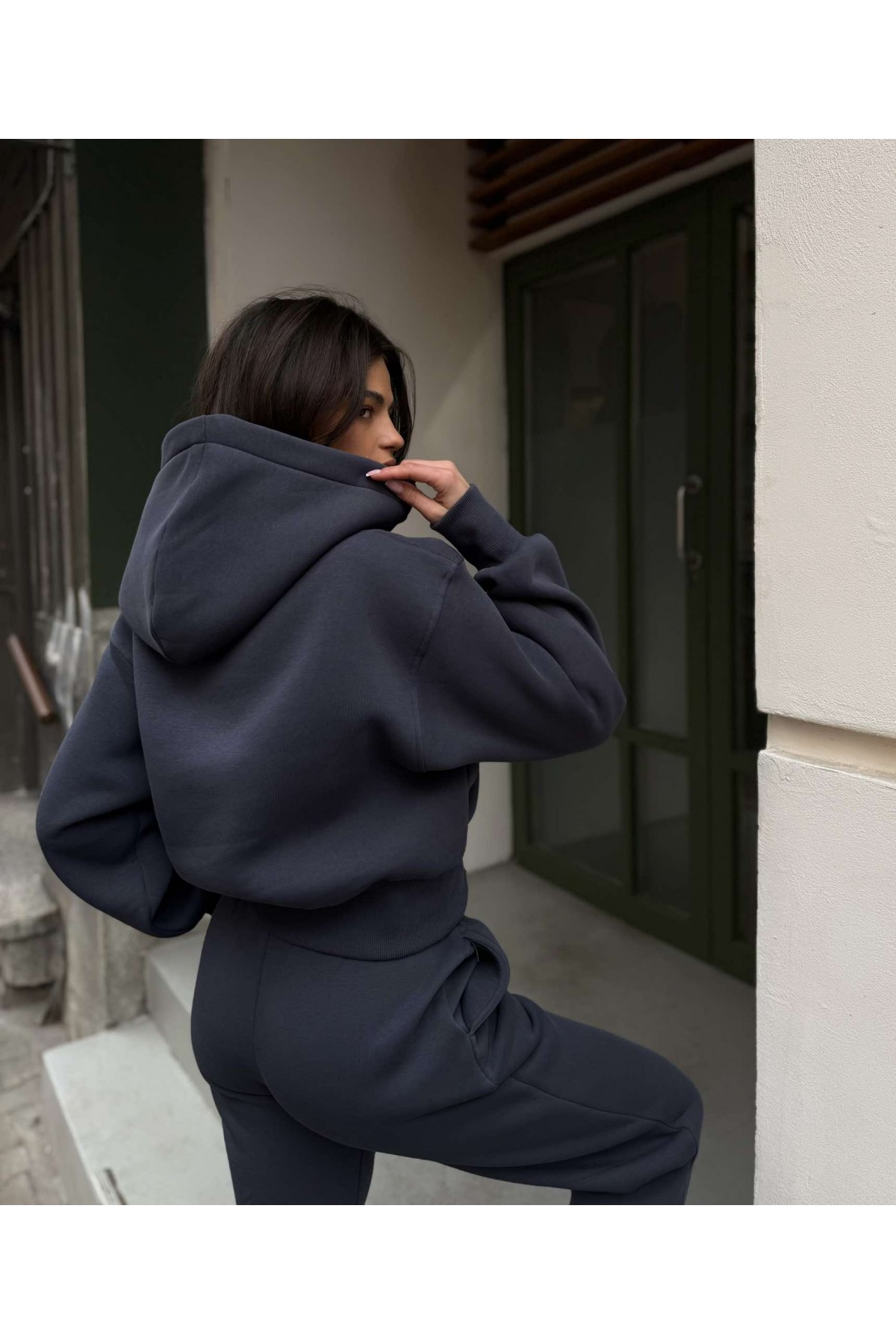 Дамски ватиран сет Relaxed Fit / Dark Graphite