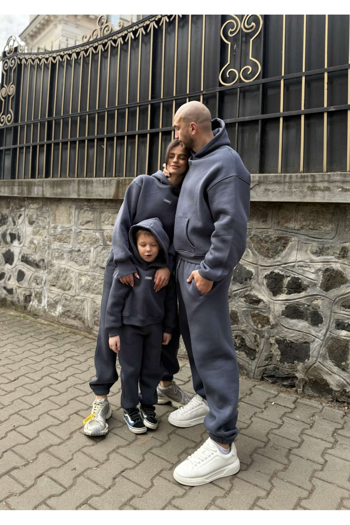 Мъжки ватиран сет Relaxed Fit / Dark Graphite