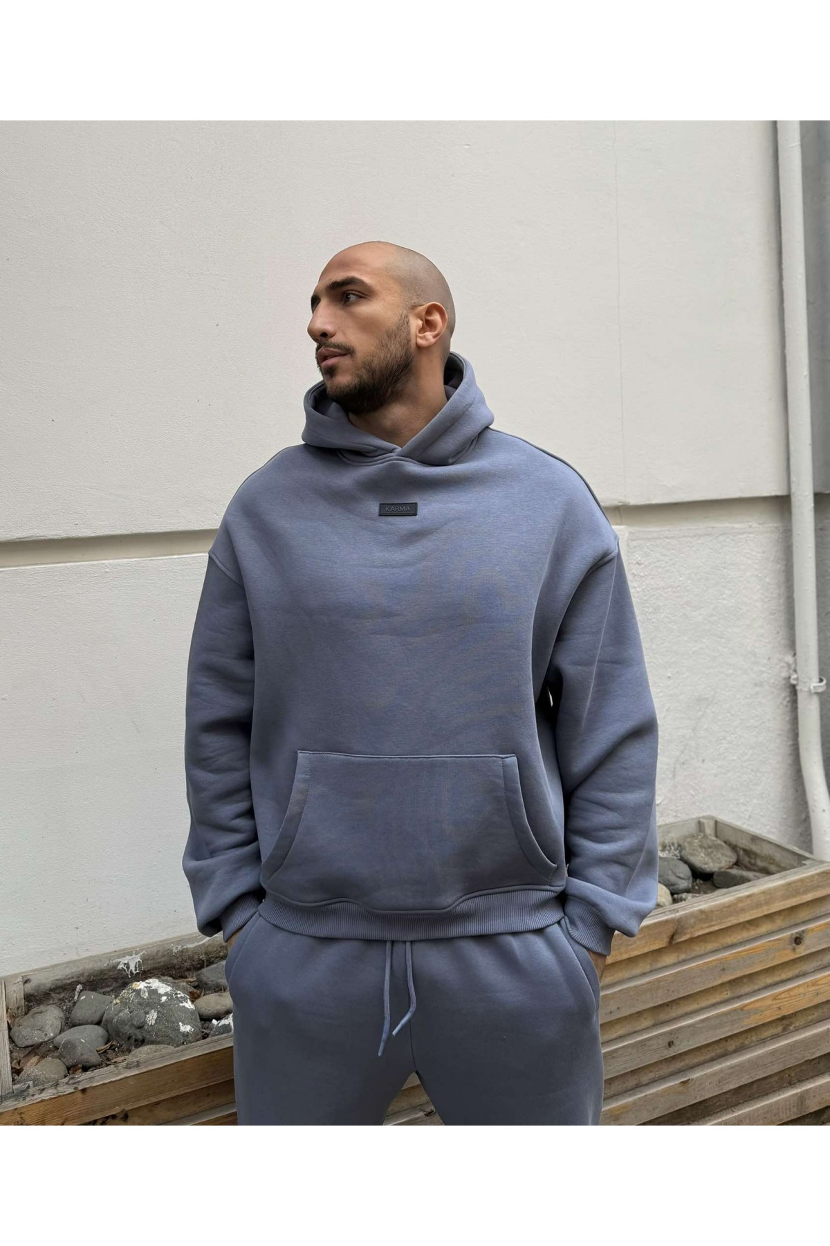 Мъжки ватиран сет Relaxed Fit / Misty Grey