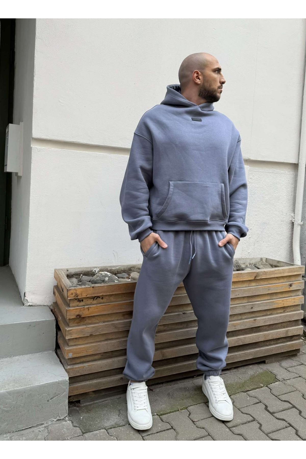Мъжки ватиран сет Relaxed Fit / Misty Grey
