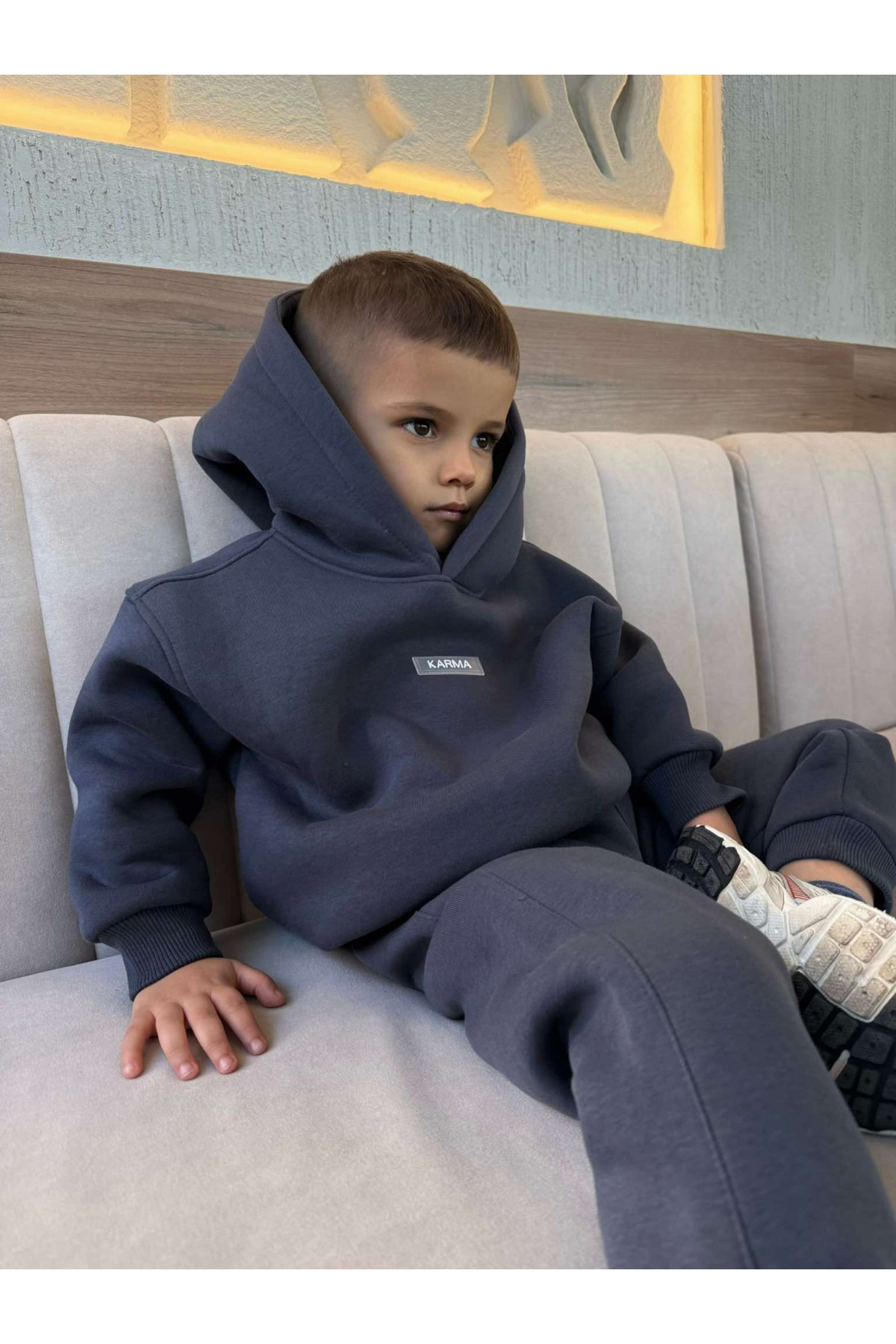 Детски ватиран сет Relaxed Fit / Dark Graphite