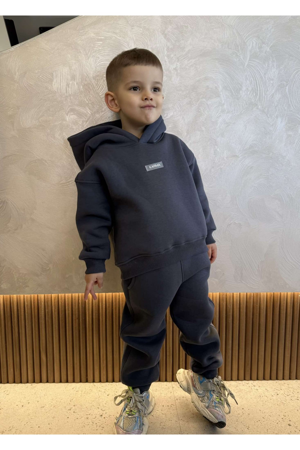 Детски ватиран сет Relaxed Fit / Dark Graphite