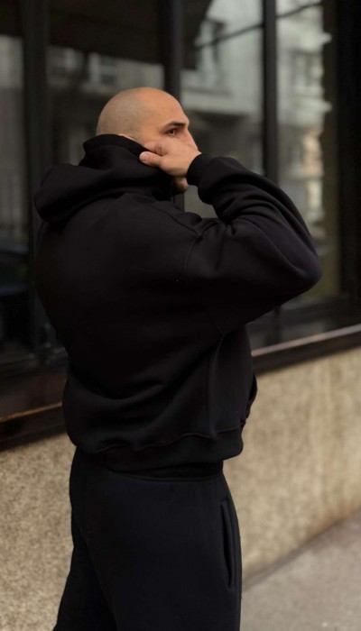 Мъжки ватиран сет Relaxed Fit / Black Мъжки ватиран сет Relaxed Fit / Black