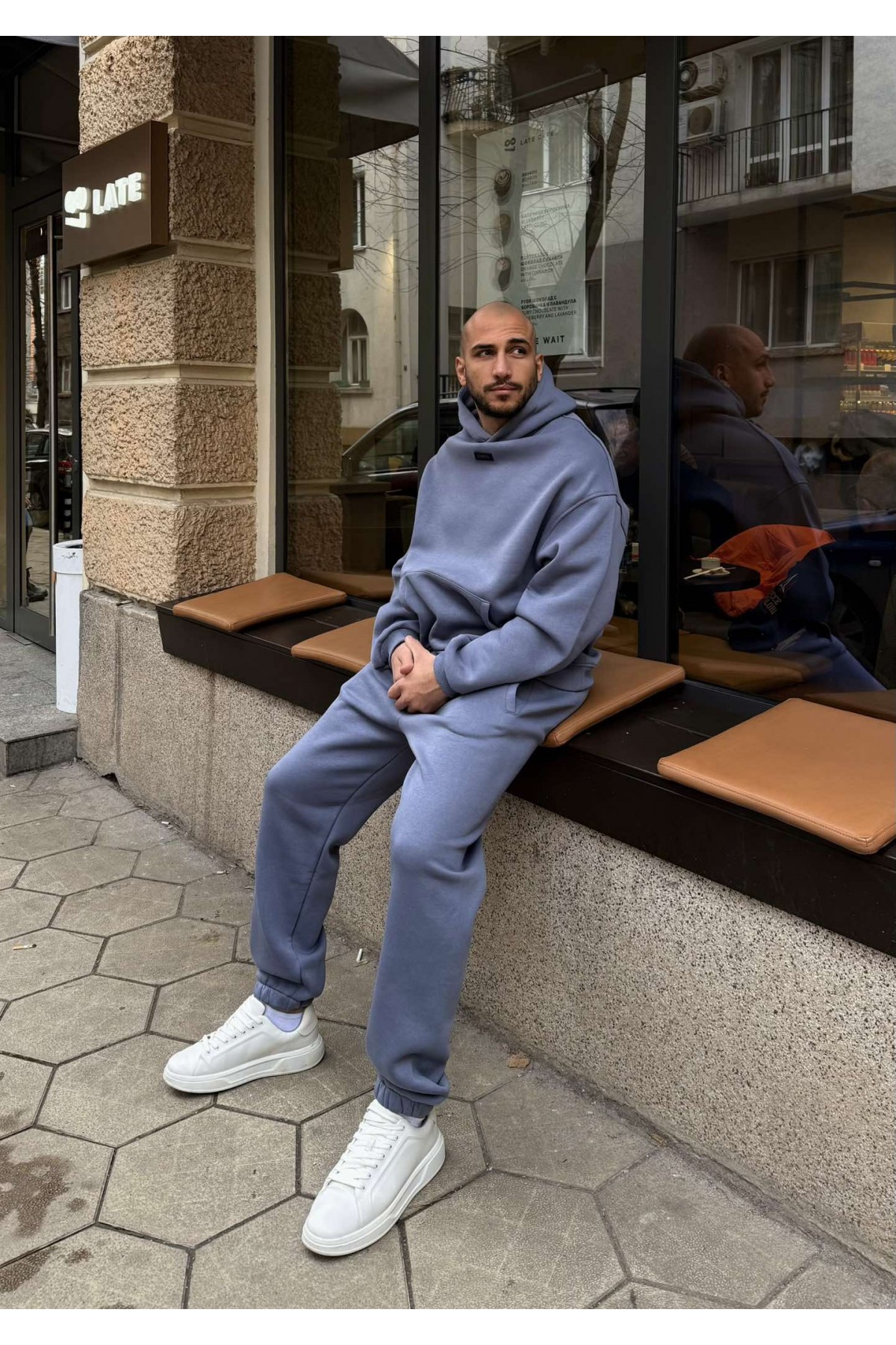 Мъжки ватиран сет Relaxed Fit / Misty Grey