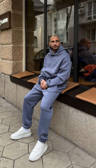 Мъжки ватиран сет Relaxed Fit / Misty Grey Мъжки ватиран сет Relaxed Fit / Misty Grey