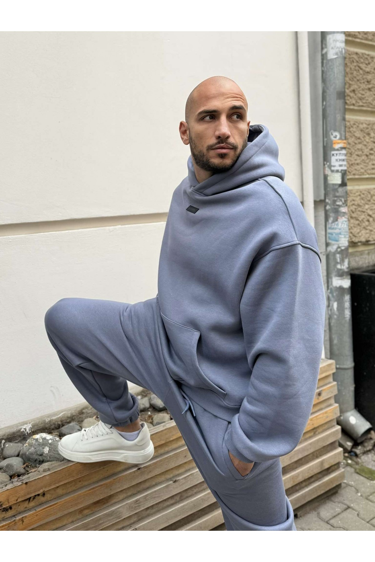 Мъжки ватиран сет Relaxed Fit / Misty Grey