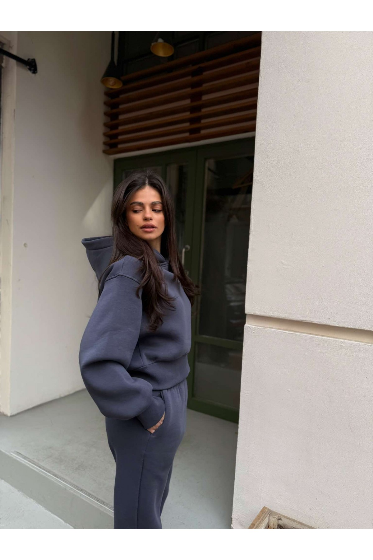 Дамски ватиран сет Relaxed Fit / Dark Graphite