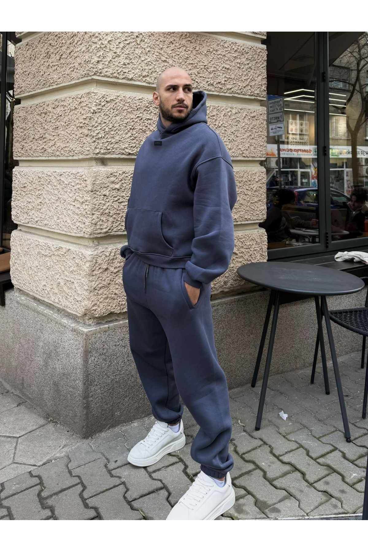 Мъжки ватиран сет Relaxed Fit / Dark Graphite