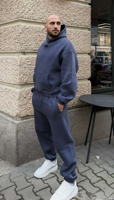 Мъжки ватиран сет Relaxed Fit / Dark Graphite