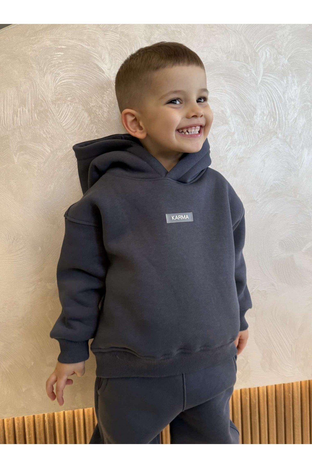 Детски ватиран сет Relaxed Fit / Dark Graphite