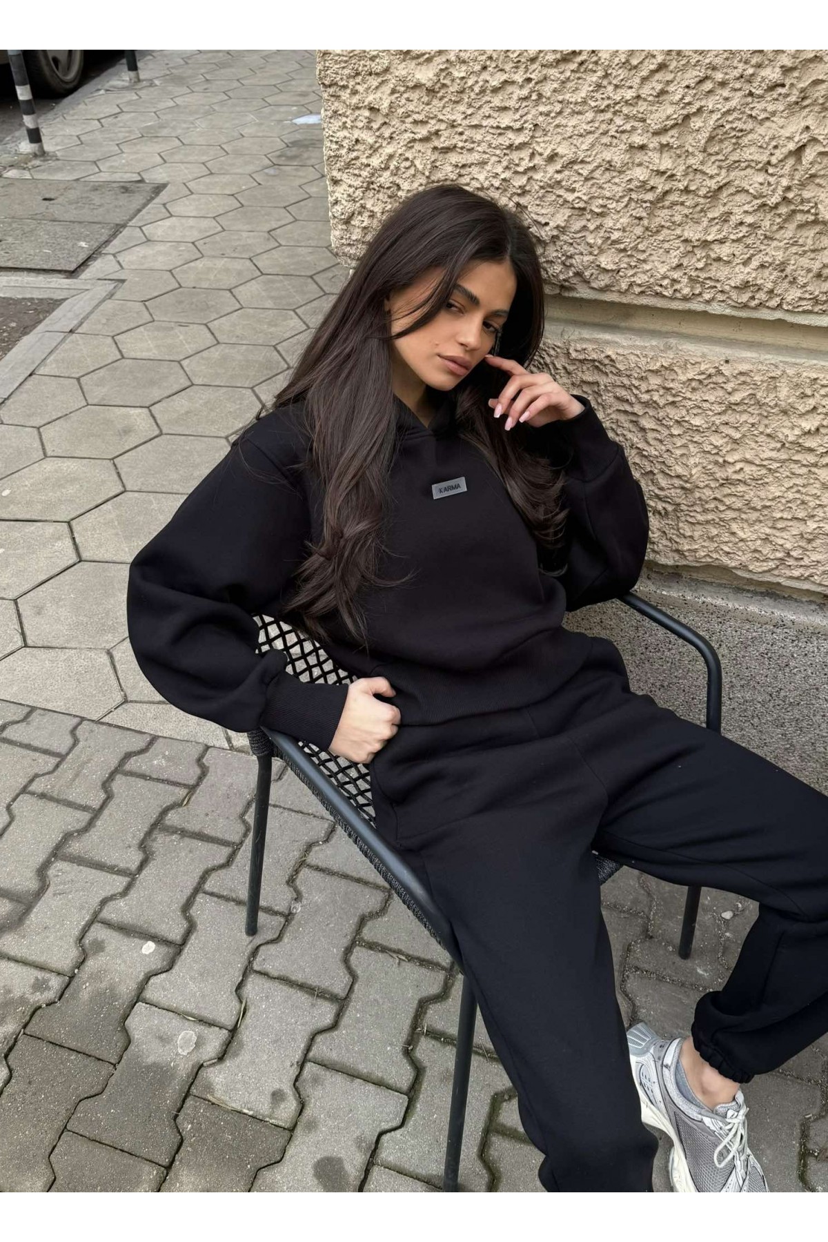 Дамски ватиран сет Relaxed Fit / Black 