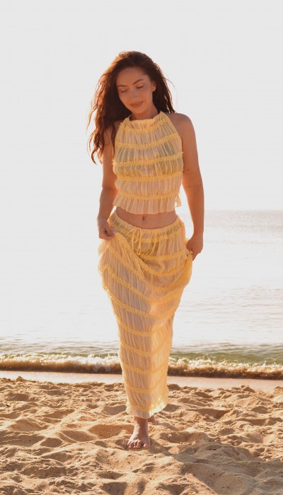 Плажен сет Just a mermaid girl / Pastel yellow