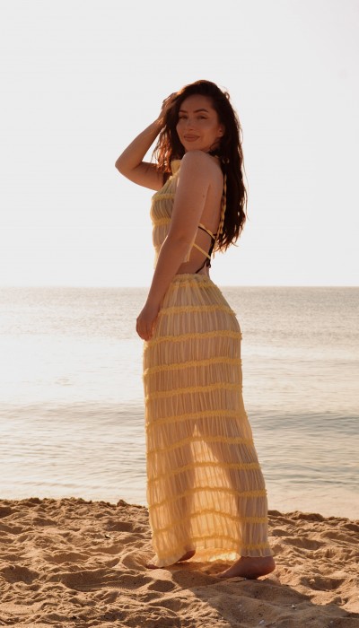 Плажен сет Just a mermaid girl / Pastel yellow