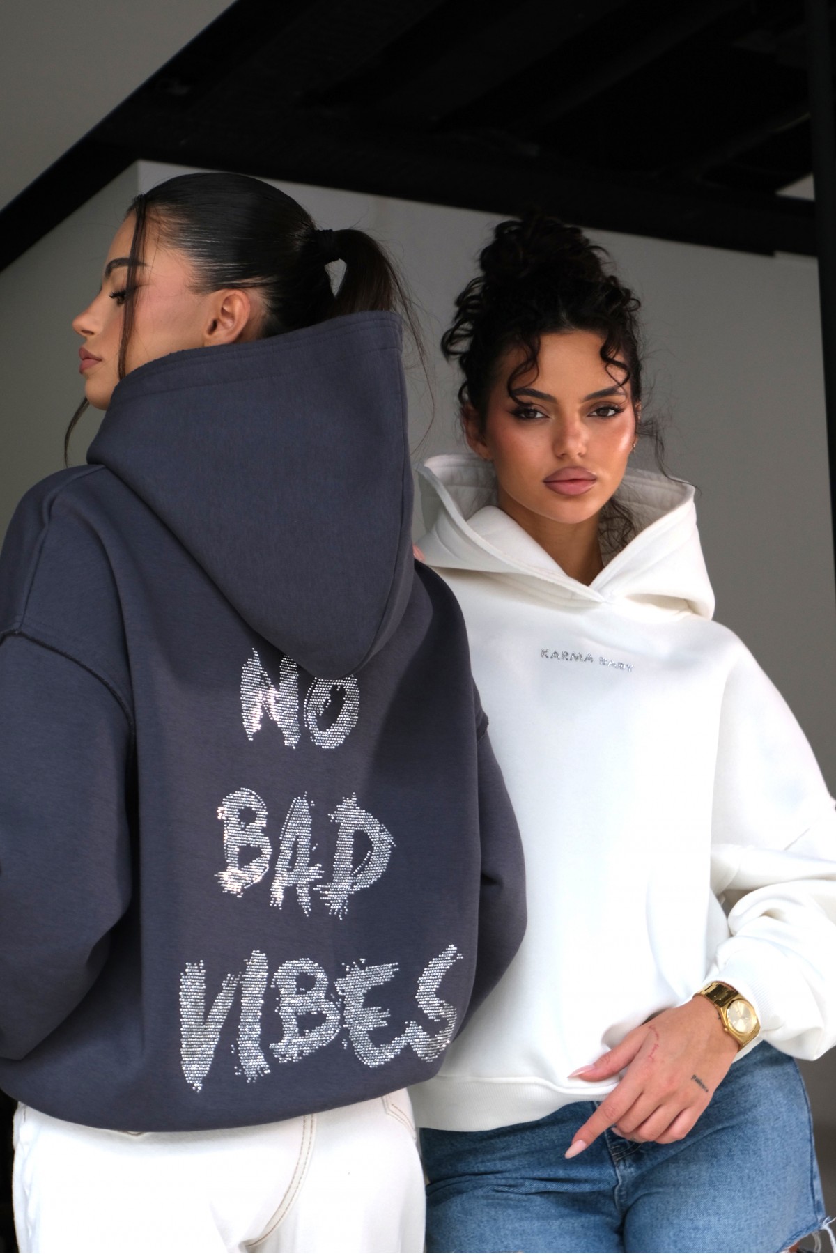 Hoodie NO BAD VIBES / Smoked Pearl