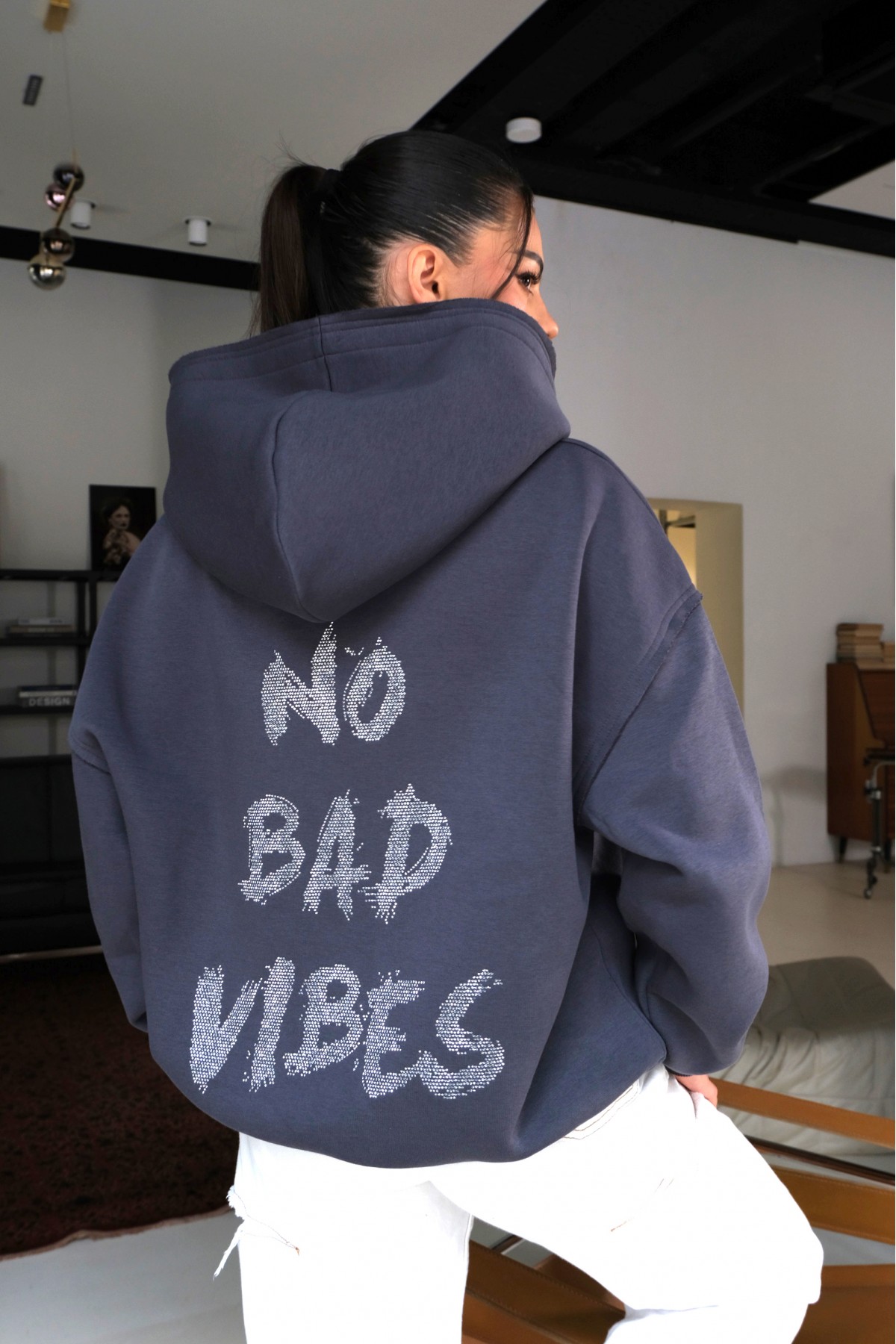 Hoodie NO BAD VIBES / Smoked Pearl