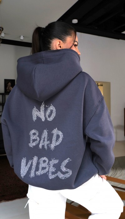 Hoodie NO BAD VIBES / Smoked Pearl