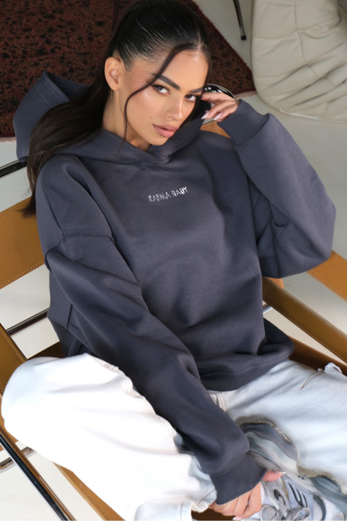 Hoodie NO BAD VIBES / Smoked Pearl