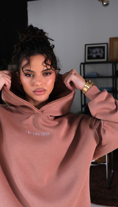 Hoodie NO BAD VIBES / Warm brown