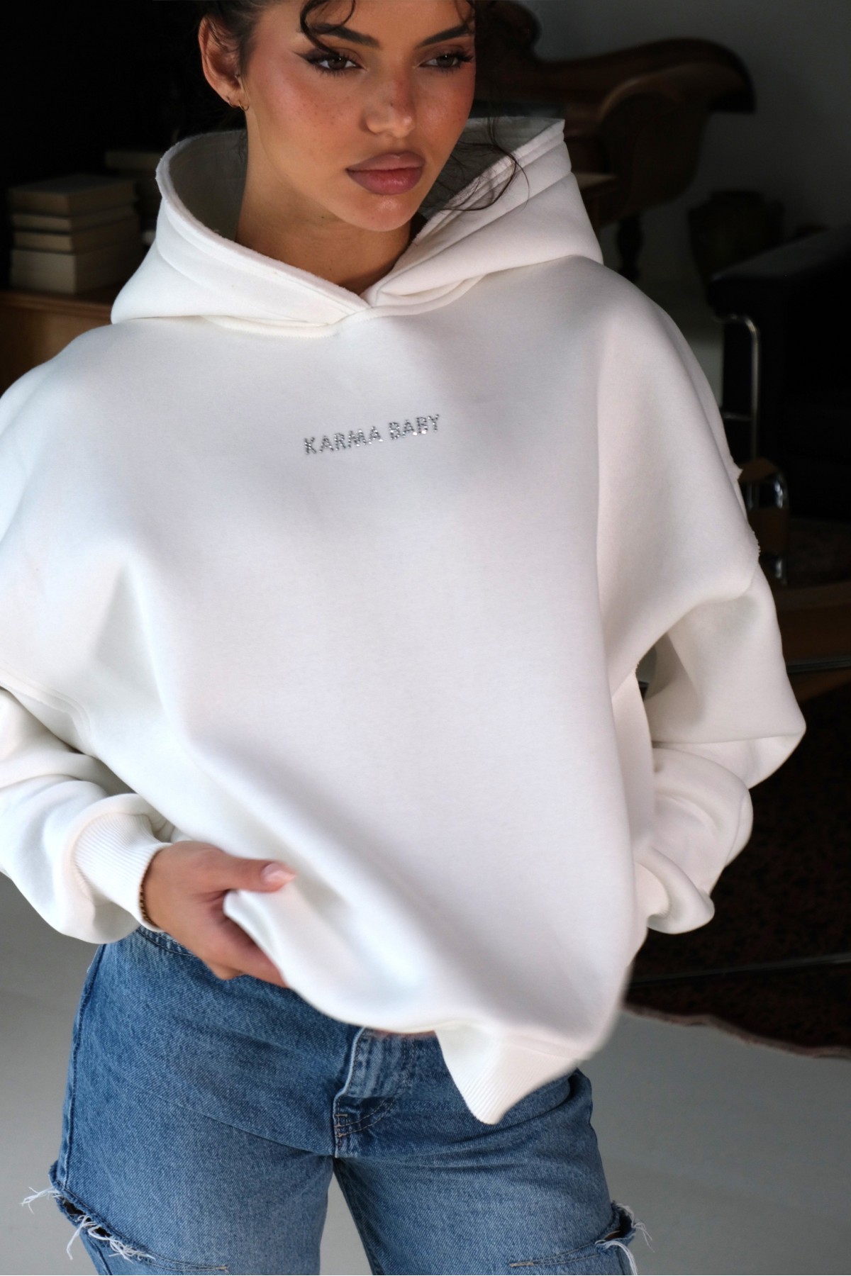 Hoodie NO BAD VIBES / White, white