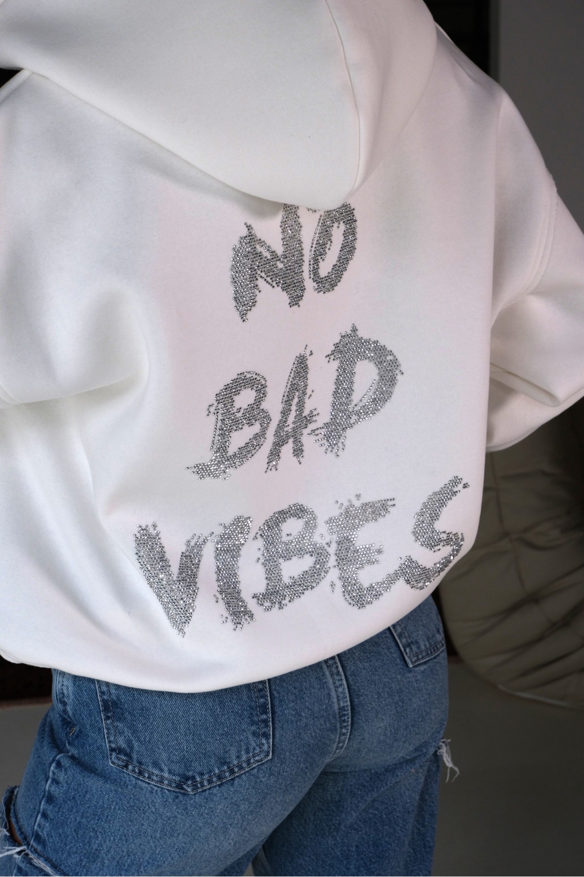 Hoodie NO BAD VIBES / White, white