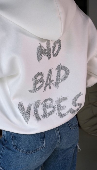 Hoodie NO BAD VIBES / White, white