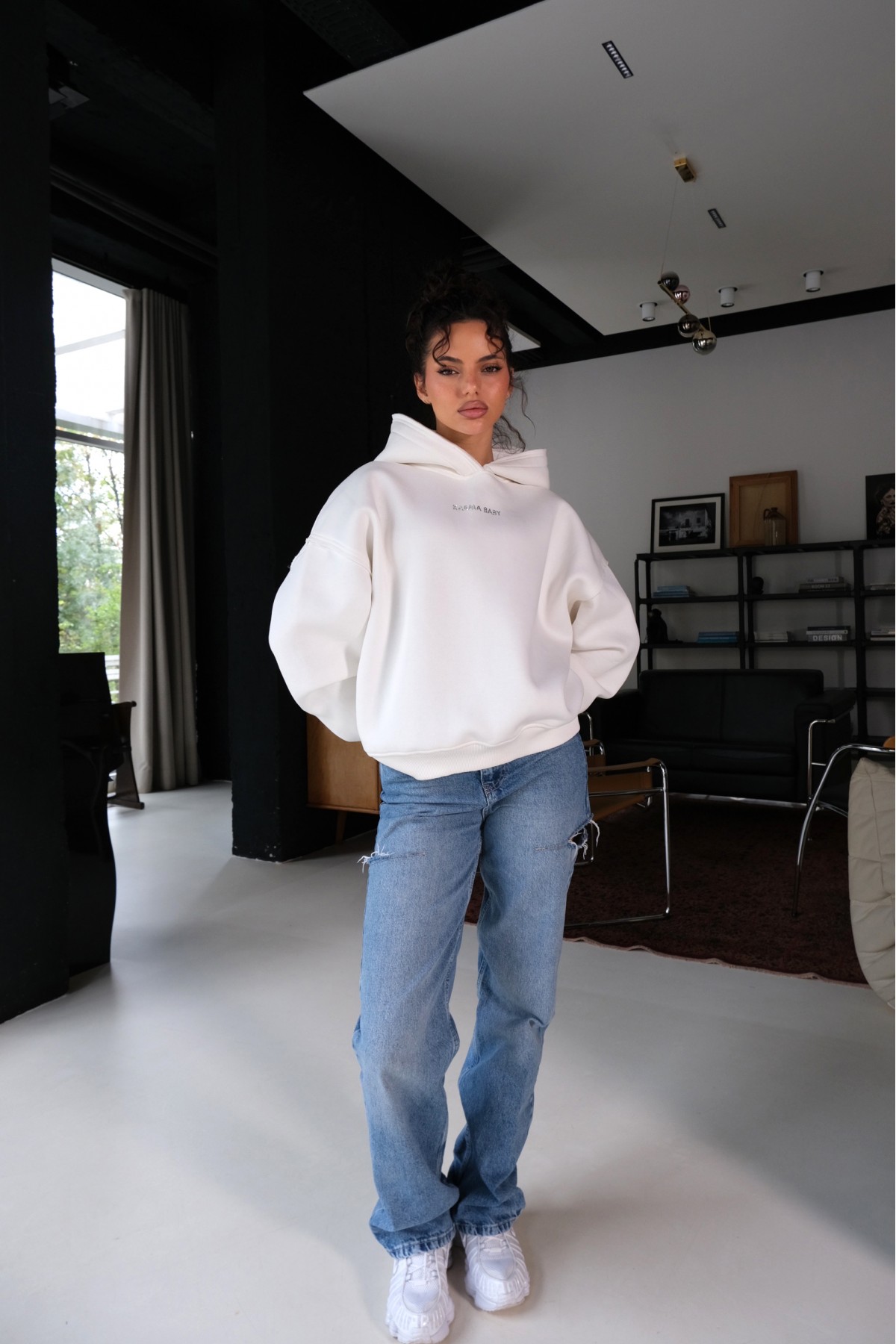 Hoodie NO BAD VIBES / White, white