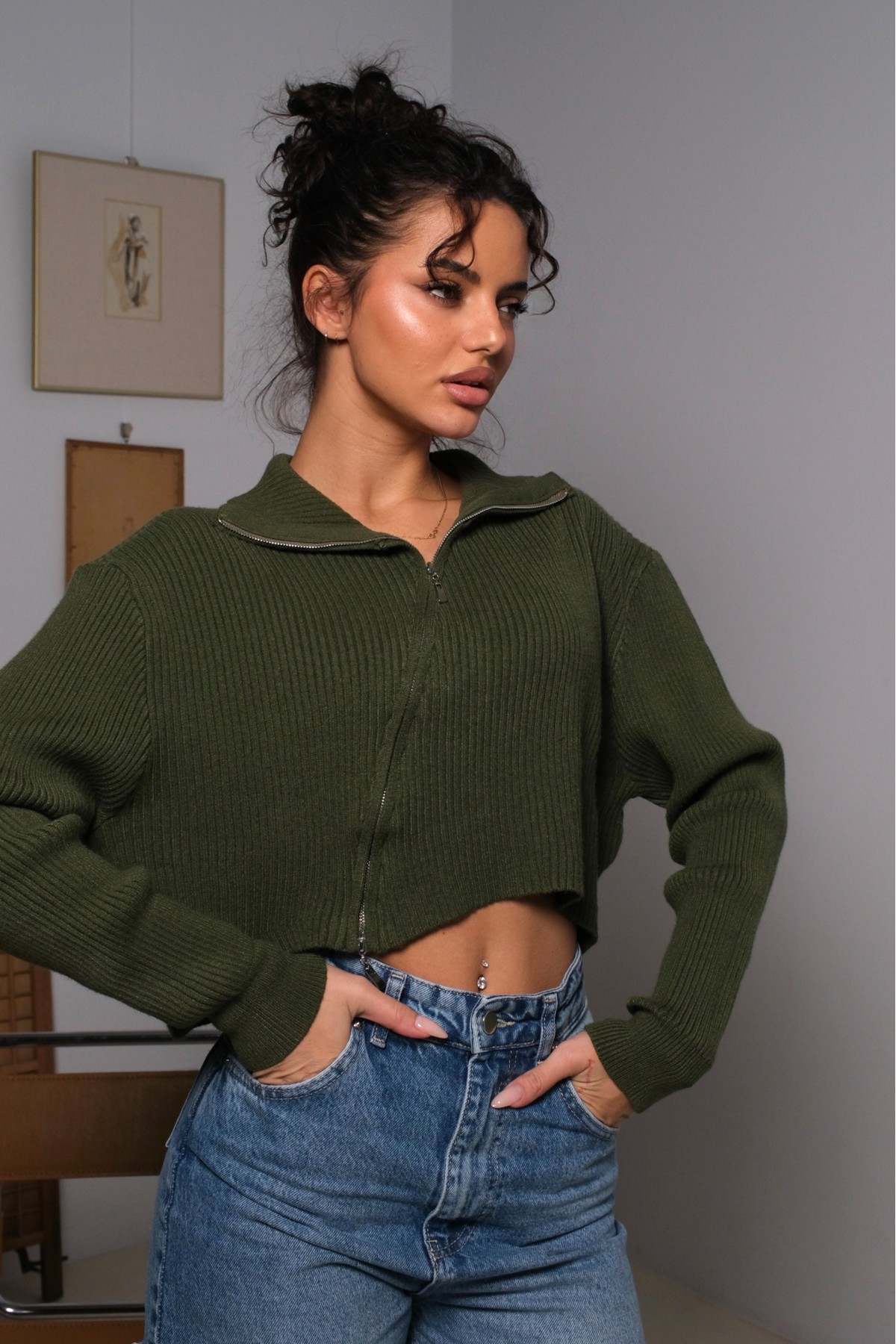 Пуловер Stay Cozy / Moss Green Пуловер Stay Cozy / Moss Green