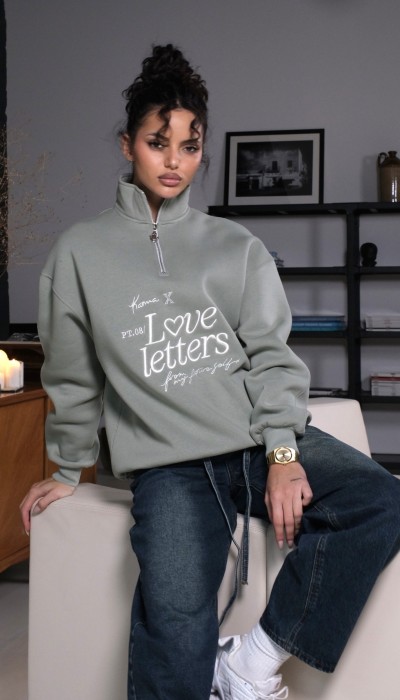 Hoodie LOVE LETTERS / Soft Green