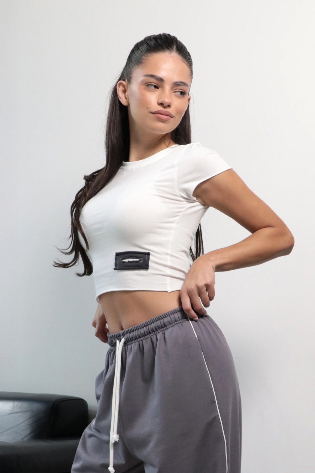 KARMA crop top / Graphite Smoke