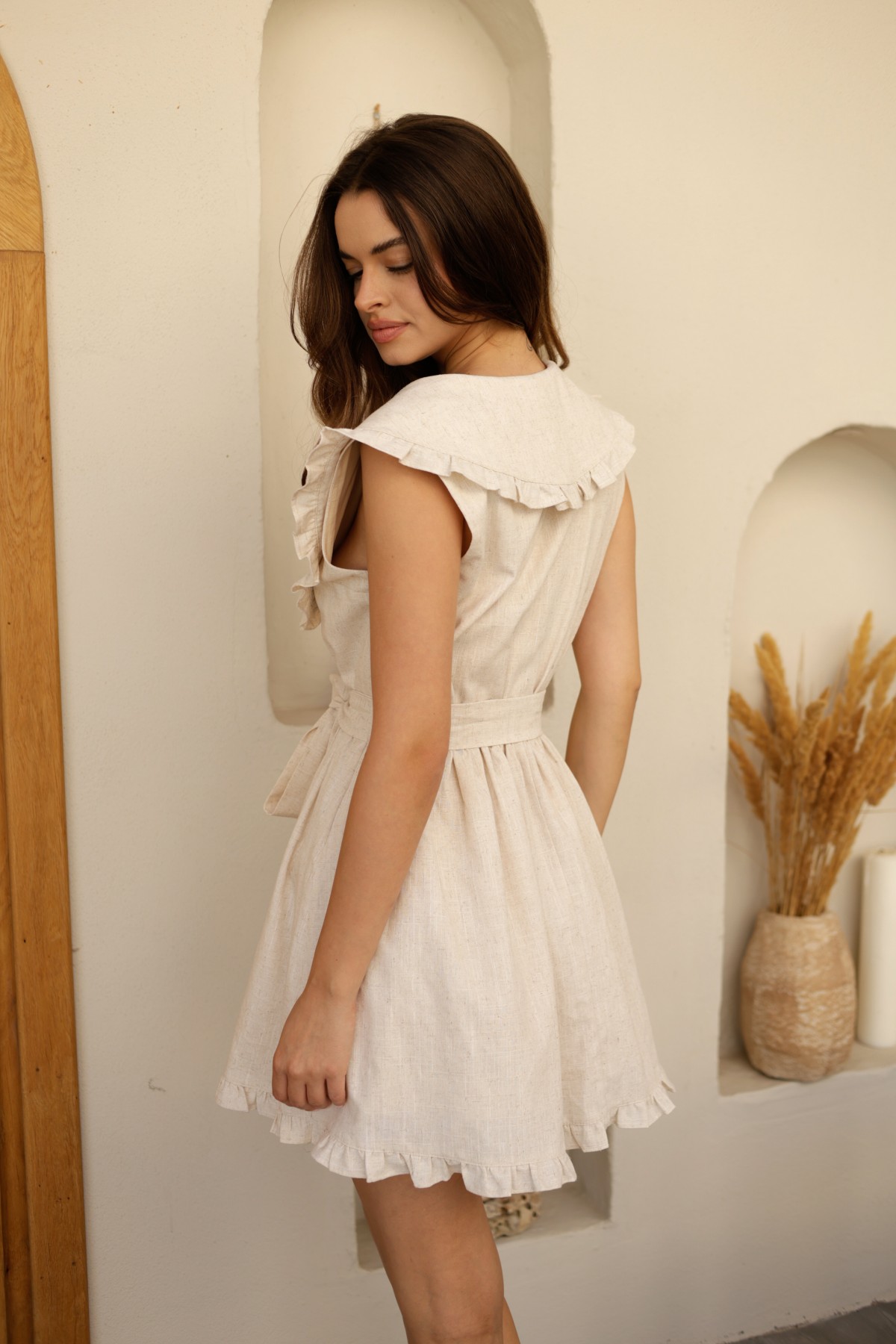 Рокля La La Linen / Beige Melange
