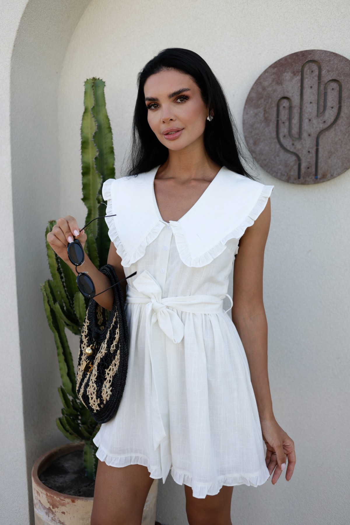Рокля La La Linen / White