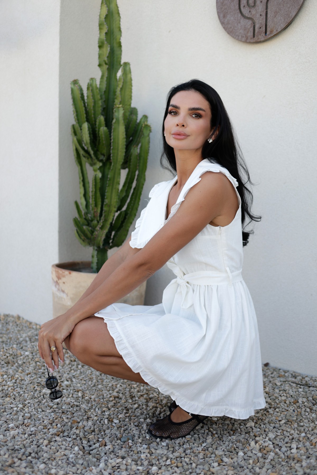 Рокля La La Linen / White